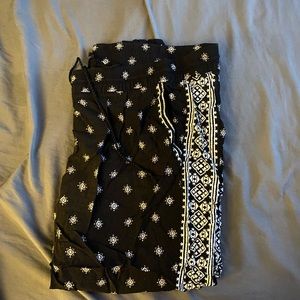 Patterned Cropped Linen Pants